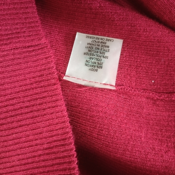 Gaby & Eden Red blouse-style sweater with fallen turtleneck with sequins size L - Picture 8 of 10